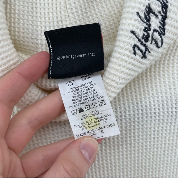 Harley Davidson Womens Turtleneck Cream Waffle Knit Cotton Blend XL - Picture 4 of 7